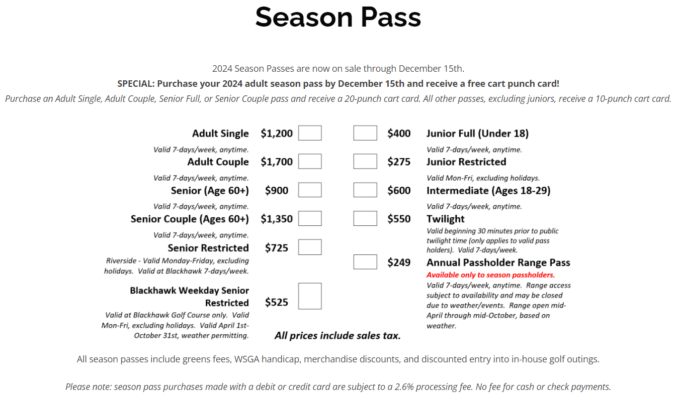 2024 Season Passes Blackhawk Golf Course 2024 Season Passes Blackhawk Golf Course